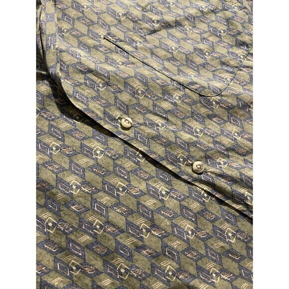 Burma Bibas Button Up 100% Cotton Shirt Mens Large‎ Green - Picture 6 of 7